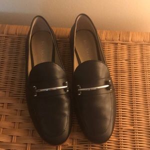 Black leather loafers